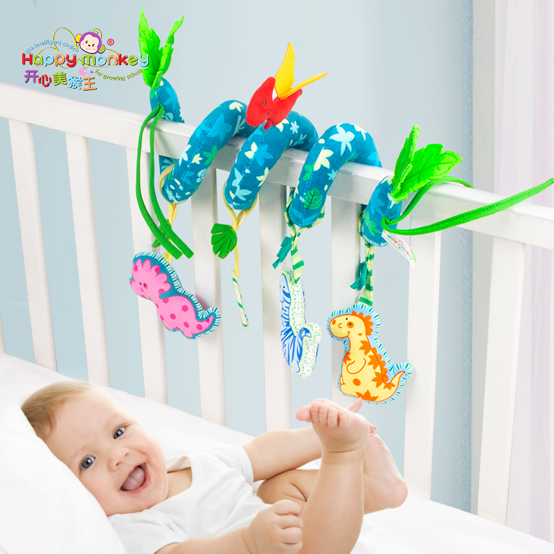 Happy monkey嬰兒玩具0-1歲嬰兒床鈴床掛車掛床繞安撫寶寶玩具